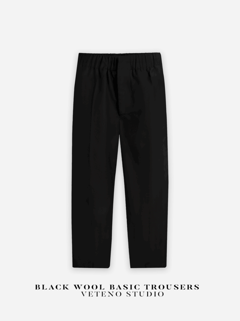 BLACK WOOL BASIC TROUSERS
