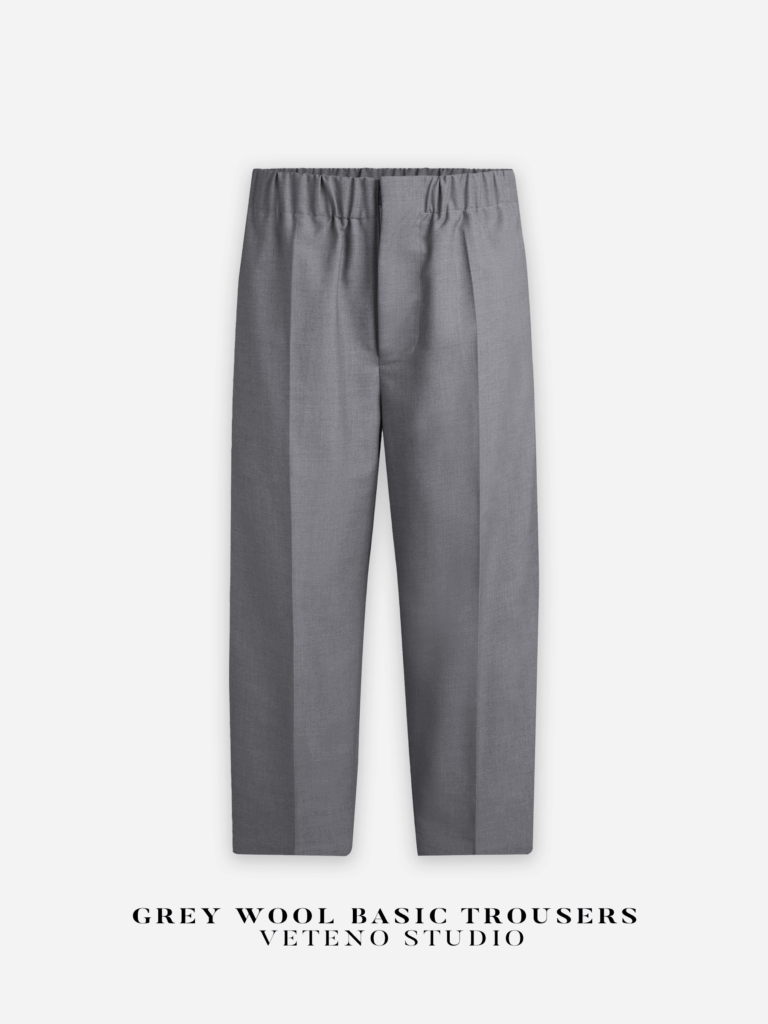 GREY WOOL BASIC TROUSERS