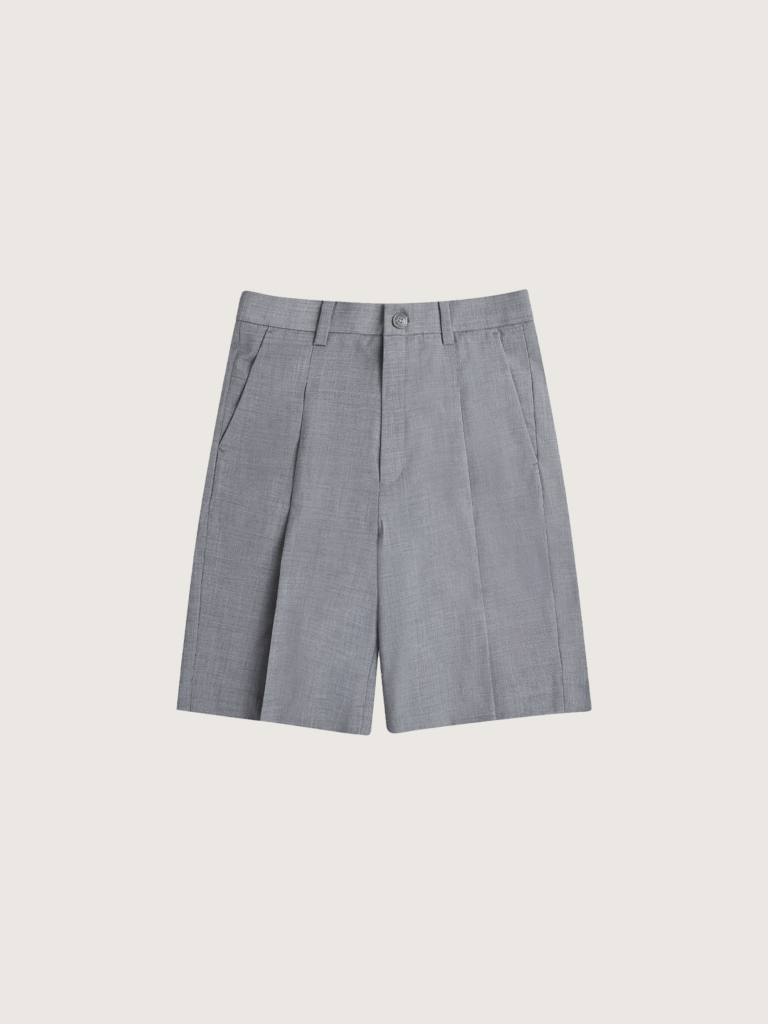 WOOL STRAIGHT GREY SHORTS
