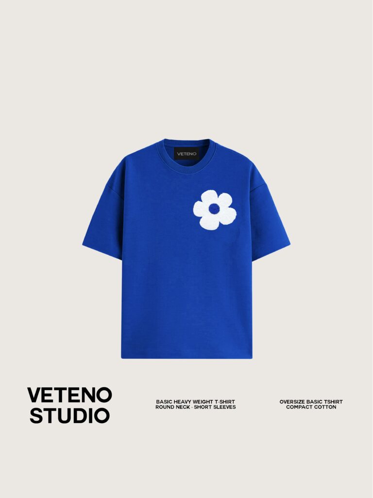 DAISY EMB BLUE TSHIRT