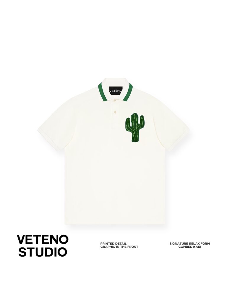 CACTUS EMB WHITE POLO