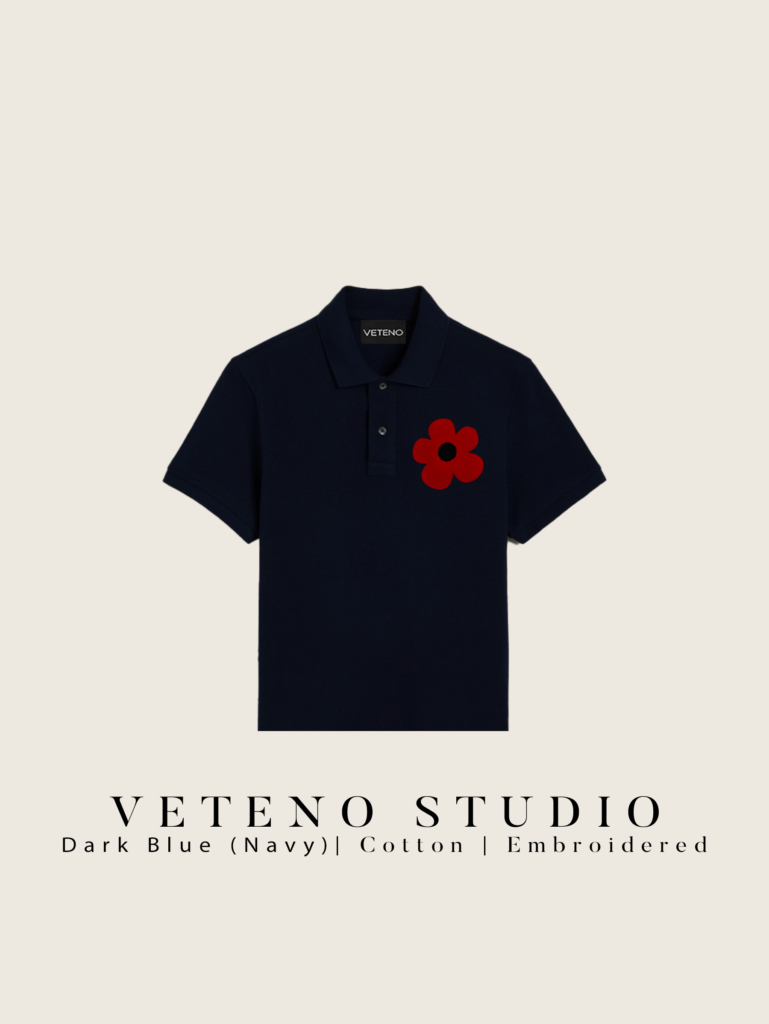 RED DAISY EMB DARK BLUE (NAVY) POLO