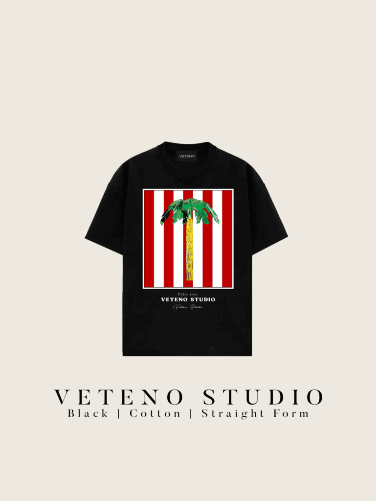 PALM BEACH PRINTED BLACK TSHIRT
