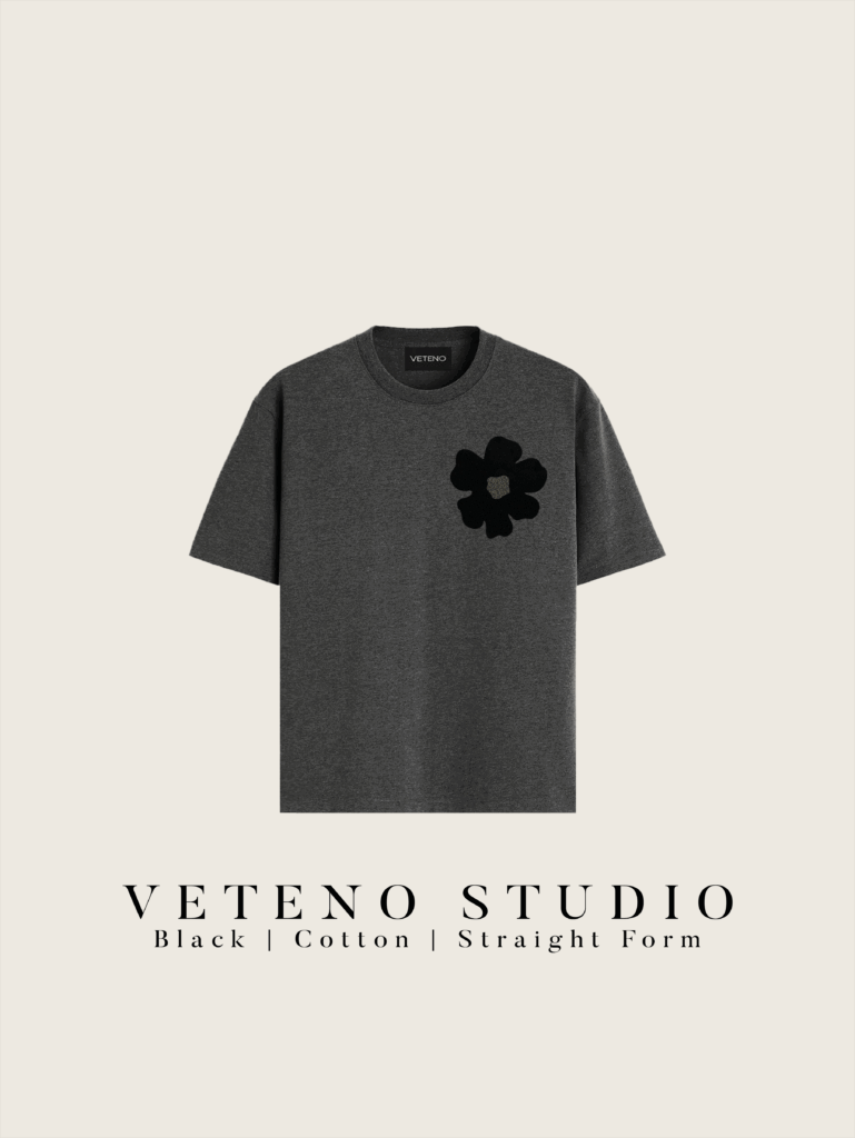 NEW BLACK DAISY EMB GREY TSHIRT
