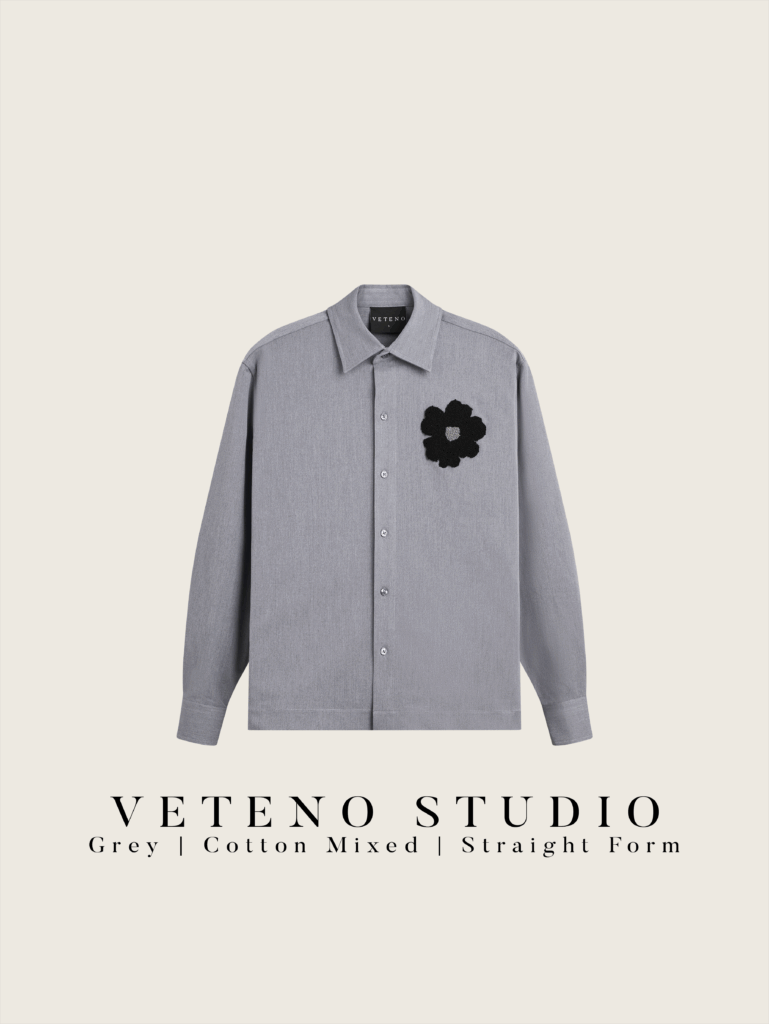 GREY DAISY EMBROIDERED SHIRT
